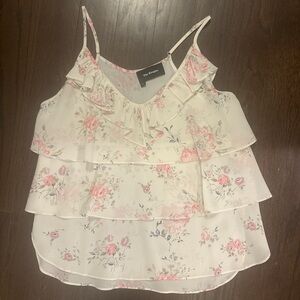 The Kooples Cream and Pink Floral Camisole